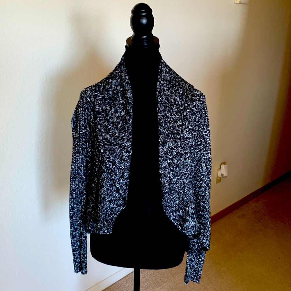 Metallic long sleeve open waterfall cardigan